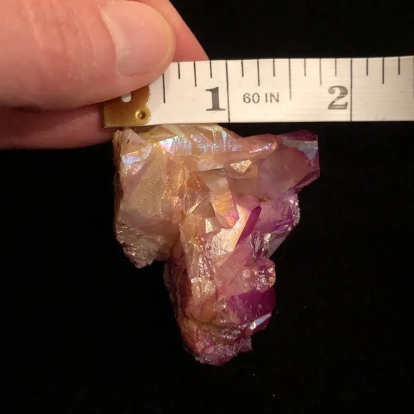 Iridescent Angel Aura Crystal Cluster - Purple & Yellow Quartz - Picture 8 of 8